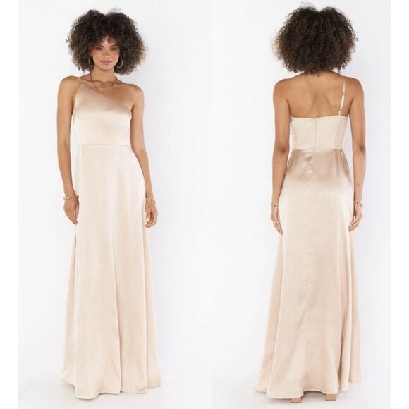 Show me your MuMu Womens Large shannon one shoulder maxi wedding cocktail dress - Picture 2 of 12